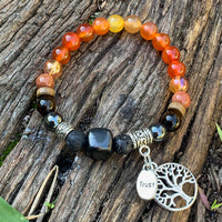 Shungite Amplified SACRAL Chakra Bracelet with Tree of Life Symbol and TRUST Charms ~ Medium [#12]