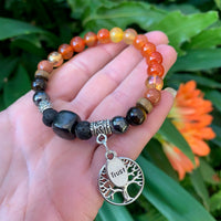 Shungite Amplified SACRAL Chakra Bracelet with Tree of Life Symbol and TRUST Charms ~ Medium [#12]