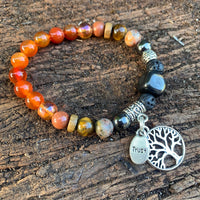Shungite Amplified SACRAL Chakra Bracelet with Tree of Life Symbol and TRUST Charms ~ Small+ [#14]