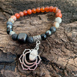 Shungite Amplified SACRAL Chakra Bracelet with Sacral Symbol and Wish Charms ~ Large+ [#22]