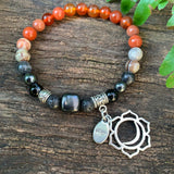 Shungite Amplified SACRAL Chakra Bracelet with Sacral Symbol and Wish Charms ~ Large+ [#22]