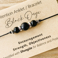 Shungite Amplified INTENTION Anklet/Bracelet - Black Onyx