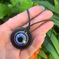 Authentic [C60] Solid Shungite Pendant 35mm ~ EVIL EYE Protection