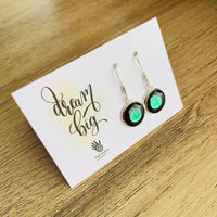 Shungite Earrings [Resin] - Green Highlights LARGE