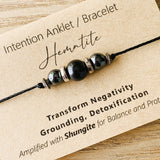 Shungite Amplified INTENTION Anklet/Bracelet - Hematite