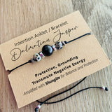 Shungite Amplified INTENTION Anklet/Bracelet - Dalmatian Jasper