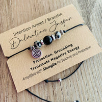 Shungite Amplified INTENTION Anklet/Bracelet - Dalmatian Jasper