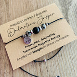 Shungite Amplified INTENTION Anklet/Bracelet - Dalmatian Jasper