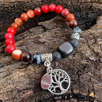 Shungite Amplified ROOT Chakra Bracelet ~ Tree of Life and BELIEVE Charms ~ Medium [#28]