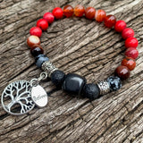 Shungite Amplified ROOT Chakra Bracelet ~ Tree of Life and BELIEVE Charms ~ Medium [#28]