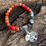 Shungite Amplified ROOT Chakra Bracelet ~ Tree of Life and CREATE Charms ~ Medium  [#30]