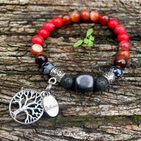 Shungite Amplified ROOT Chakra Bracelet ~ Tree of Life and BELIEVE Charms ~ Medium [#28]