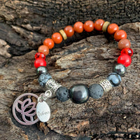 Shungite Amplified ROOT Chakra Bracelet ~ LOTUS and BELIEVE Charms ~ Small [#34]