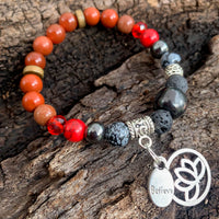 Shungite Amplified ROOT Chakra Bracelet ~ LOTUS and BELIEVE Charms ~ Small [#34]