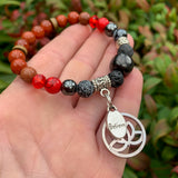 Shungite Amplified ROOT Chakra Bracelet ~ LOTUS and BELIEVE Charms ~ Small [#34]