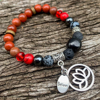 Shungite Amplified ROOT Chakra Bracelet ~ LOTUS and BELIEVE Charms ~ Small [#34]