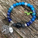 Shungite Amplified THROAT Chakra Bracelet with Tree of Life and TRUST Charms ~ medium [#24]
