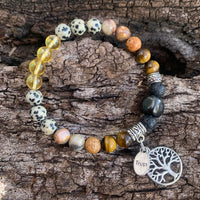 Shungite Amplified SOLAR PLEXUS Chakra Bracelet ~ Tree of Life and TRUST Charms  ~ Medium+ [#42]