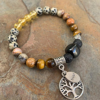 Shungite Amplified SOLAR PLEXUS Chakra Bracelet ~ Tree of Life and TRUST Charms  ~ Medium+ [#42]