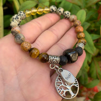 Shungite Amplified SOLAR PLEXUS Chakra Bracelet ~ Tree of Life and TRUST Charms  ~ Medium+ [#42]