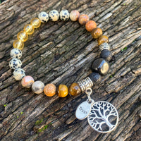 Shungite Amplified SOLAR PLEXUS Chakra Bracelet ~ Tree of Life and TRUST Charms  ~ Medium+ [#42]