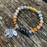 Shungite Amplified SOLAR PLEXUS Chakra Bracelet ~ Tree of Life and TRUST Charms  ~ Medium+ [#42]