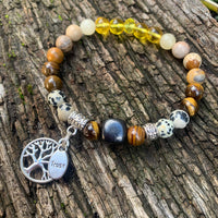 Shungite Amplified SOLAR PLEXUS Chakra Bracelet ~ Tree of Life and TRUST Charms ~ large [#34]