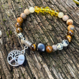 Shungite Amplified SOLAR PLEXUS Chakra Bracelet ~ Tree of Life and TRUST Charms ~ large [#34]