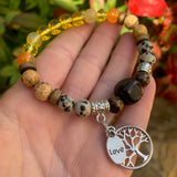 Shungite Amplified SOLAR PLEXUS Chakra Bracelet ~ Tree of Life and LOVE Charms ~ Medium [#28]