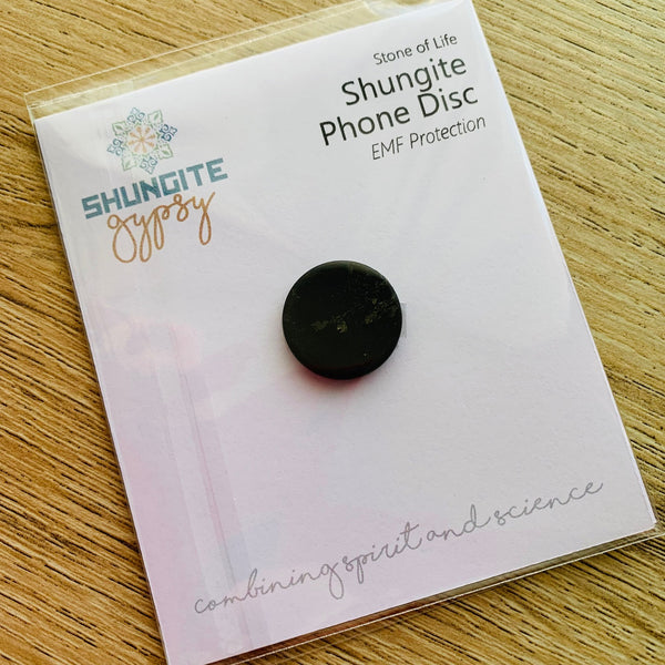 1x Solid SHUNGITE Mobile Phone Disc ~ 18mm