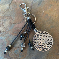 Shungite amplified Keyring/Charm ~ FLOWER OF LIFE