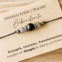 Shungite Amplified INTENTION Anklet/Bracelet - Labradorite