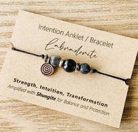 Shungite Amplified INTENTION Anklet/Bracelet - Labradorite