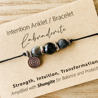 Shungite Amplified INTENTION Anklet/Bracelet - Labradorite