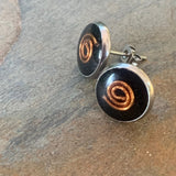 Shungite Studs [Resin] - Large - Copper Coil