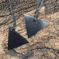 Authentic [C60] Solid Shungite Pendant ~ TRIANGLE (#2DOWN)