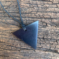 Authentic [C60] Solid Shungite Pendant ~ TRIANGLE (#2DOWN)