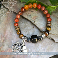 Shungite Amplified SACRAL Chakra Bracelet with Tree of Life and CREATE Charms ~ medium [#26]