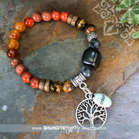 Shungite Amplified SACRAL Chakra Bracelet with Tree of Life and CREATE Charms ~ medium [#26]