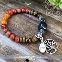 Shungite Amplified SACRAL Chakra Bracelet with Tree of Life and CREATE Charms ~ medium [#26]
