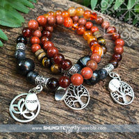 Shungite Amplified SACRAL Chakra Bracelet with Tree of Life and CREATE Charms ~ medium [#26]