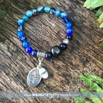 Shungite Amplified THROAT Chakra Bracelet with Tree of Life and CREATE Charms ~ medium [#22]