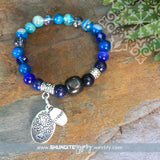 Shungite Amplified THROAT Chakra Bracelet with Tree of Life and CREATE Charms ~ medium [#22]