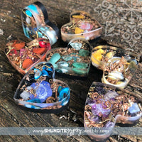 SET of 7 Shungite/Orgone Hearts ~ Reiki, Chakra, Holistic Balancing ~ #7XREIKI3