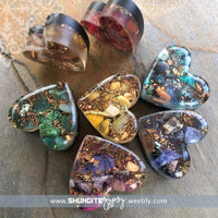 SET of 7 Shungite/Orgone Chakra Hearts ~ #7XREIKI1