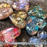 SET of 7 Shungite/Orgone Chakra Hearts ~ #7XREIKI1