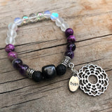 Shungite Amplified CROWN Chakra Bracelet with CROWN CHAKRA and TRUST Charms ~ Medium [#34]