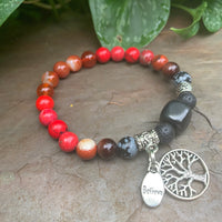Shungite Amplified ROOT Chakra Bracelet ~ Tree of Life and BELIEVE Charms ~ Medium [#28]