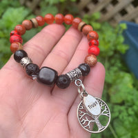 Shungite Amplified ROOT Chakra Bracelet ~ Tree of Life and TRUST Charms ~ Small [#40]