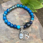 Shungite Amplified THROAT Chakra Bracelet with Tree of Life and BELIEVE Charms ~ medium+ [#30]